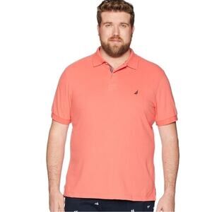 NWOT NAUTICA Polo Shirt Men L Pink Logo Short Sleeve Cotton